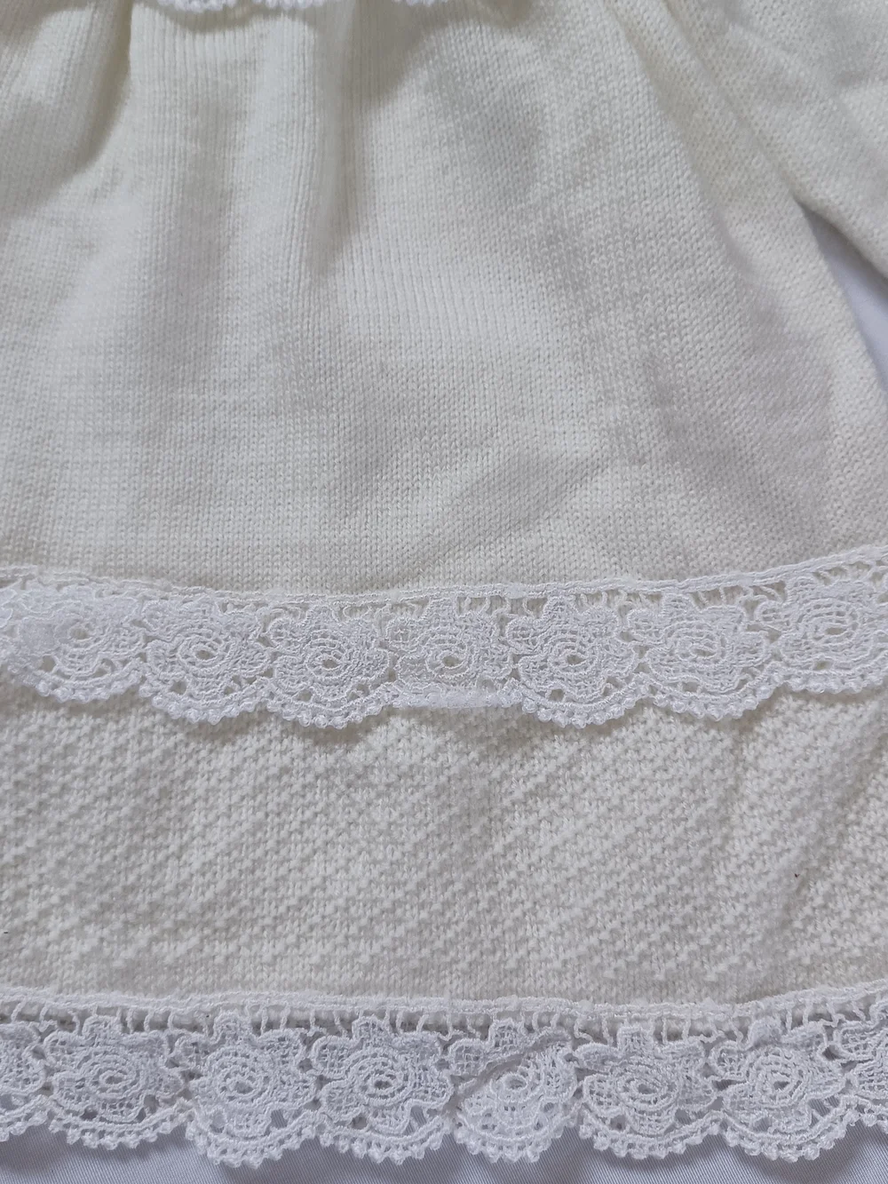 Vintage Baby Dress Sweater Knit Cream Winter White Ivory b.t. kids Size 6-9 mo.